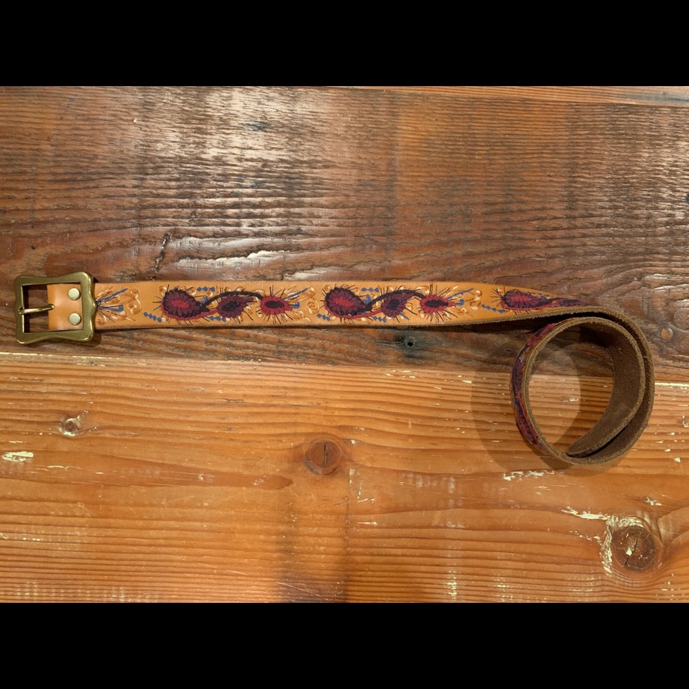 NEW Lucky Brand Leather Embroidered Belt